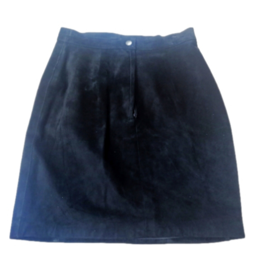 𝅺winlet Vintage Black Genuine Suede Leather Skirt Size 7/8